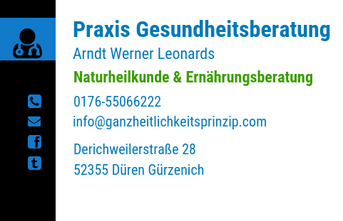 Visitenkarte Gesundheitspraxis Arndt Werner Leonards Derichsweilerstraße 28, 52355 Düren Gürzenich
